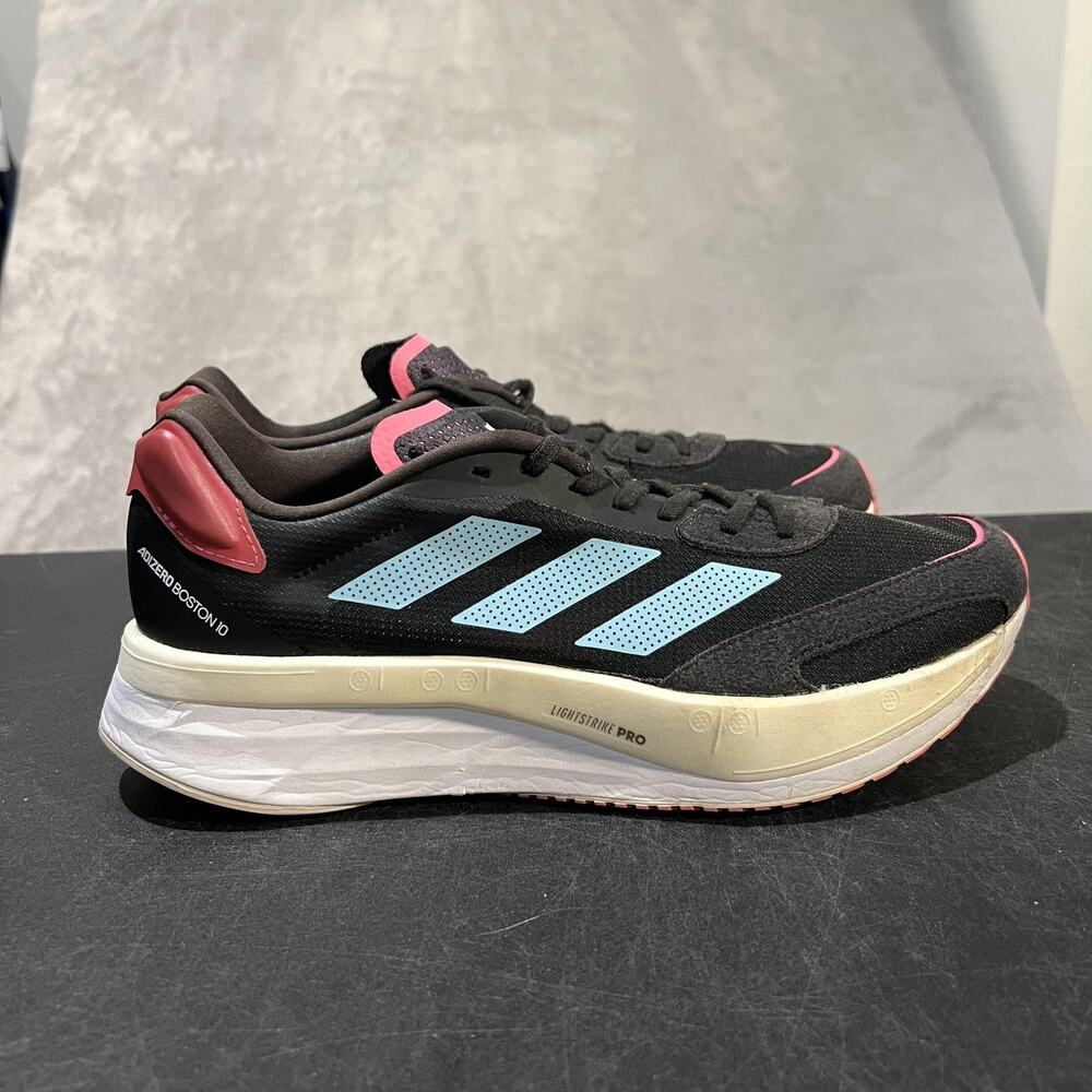 Adidas Adizero Boston 10 Shoes Womens 10.5 Black Blue Lightstrike Pro Running